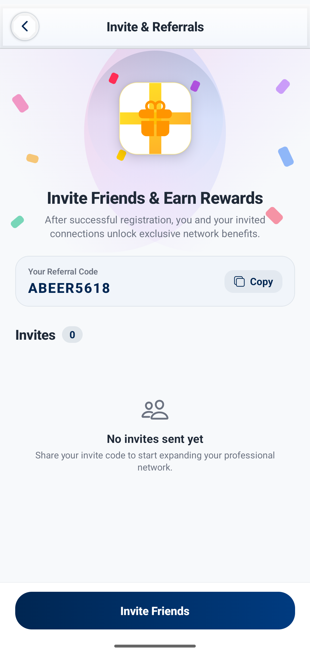Cardience invite screen